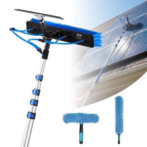 VEVOR Solar Panel Cleaning Kit, 26 ft, Water Fed Pole Kit with Cleaning Brush, Squeegee, Soap Dispenser, Extendable Aluminum Telescopic Pole, 180° Rotatable Brush Head, for Roof Mounted Solar Panels VEVOR Solar Panel Cleaning Kit, 26 ft, Water Fed Pole Kit with Cleaning Brush, Squeegee, Soap Dispenser, Extendable Aluminum Telescopic Pole, 180° Rotatable Brush Head, for Roof Mounted Solar Panels