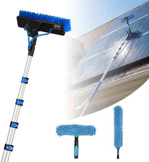 VEVOR Solar Panel Cleaning Kit, 24 ft, Water Fed Pole Kit with Cleaning Brush, Soap Dispenser, Extendable Aluminum Telescopic Pole, 180° Rotatable Brush Head, for Roof Mounted Solar Panels, Windows VEVOR Solar Panel Cleaning Kit, 24 ft, Water Fed Pole Kit with Cleaning Brush, Soap Dispenser, Extendable Aluminum Telescopic Pole, 180° Rotatable Brush Head, for Roof Mounted Solar Panels, Windows