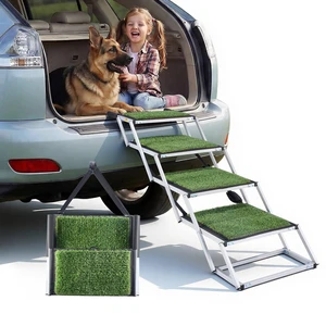 VEVOR Dog Stairs for Car, 4 Steps Extra Wide Foldable Dog Ramp for Large Dogs with Non-Slip Surface, Portable Lightweight Pet Stairs Ladder for Car, SUV, Truck, High Bed, Sofa, Support up to 200 lbs VEVOR Dog Stairs for Car, 4 Steps Extra Wide Foldable Dog Ramp for Large Dogs with Non-Slip Surface, Portable Lightweight Pet Stairs Ladder for Car, SUV, Truck, High Bed, Sofa, Support up to 200 lbs