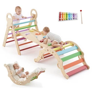 VEVOR Pikler Triangle Set, 9-in-1 Toddler Climbing Toys Indoor, with Xylophone, Cushion, Triangle, Arch, and Ramp, 150 lbs Load, Foldable Montessori Climbing Set for Toddlers and Kids, Rainbow VEVOR Pikler Triangle Set, 9-in-1 Toddler Climbing Toys Indoor, with Xylophone, Cushion, Triangle, Arch, and Ramp, 150 lbs Load, Foldable Montessori Climbing Set for Toddlers and Kids, Rainbow