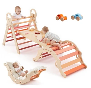 VEVOR Pikler Triangle Set, 9-in-1 Toddler Climbing Toys Indoor, with 2 Wooden Cars, Cushion, Triangle, Arch, and Ramp, 150 lbs Load, Foldable Montessori Climbing Set for Toddlers and Kids, Orange VEVOR Pikler Triangle Set, 9-in-1 Toddler Climbing Toys Indoor, with 2 Wooden Cars, Cushion, Triangle, Arch, and Ramp, 150 lbs Load, Foldable Montessori Climbing Set for Toddlers and Kids, Orange