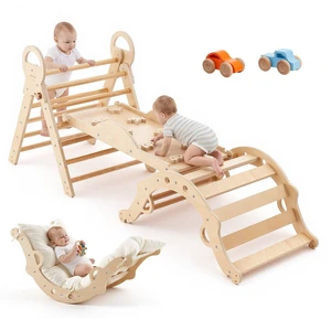 VEVOR Pikler Triangle Set, 9-in-1 Toddler Climbing Toys Indoor, with 2 Wooden Cars, Cushion, Triangle, Arch, and Ramp, 150 lbs Load, Foldable Montessori Climbing Set for Toddlers and Kids, Wood Color VEVOR Pikler Triangle Set, 9-in-1 Toddler Climbing Toys Indoor, with 2 Wooden Cars, Cushion, Triangle, Arch, and Ramp, 150 lbs Load, Foldable Montessori Climbing Set for Toddlers and Kids, Wood Color
