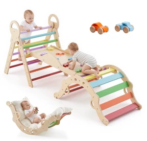 VEVOR Pikler Triangle Set, 9-in-1 Toddler Climbing Toys Indoor, with 2 Wooden Cars, Cushion, Triangle, Arch, and Ramp, 150 lbs Load, Foldable Montessori Climbing Set for Toddlers and Kids, Rainbow VEVOR Pikler Triangle Set, 9-in-1 Toddler Climbing Toys Indoor, with 2 Wooden Cars, Cushion, Triangle, Arch, and Ramp, 150 lbs Load, Foldable Montessori Climbing Set for Toddlers and Kids, Rainbow