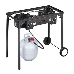 VEVOR 2 Burner Outdoor Propane Gas Stove, 150,000 BTU Propane LPG Gas Camping Stove, Heavy-duty Carbon Steel Outdoor Cooker, with 2 Wheels & 20 PSI Regulator & Hose, for BBQ Camp Home Patio Backyard VEVOR 2 Burner Outdoor Propane Gas Stove, 150,000 BTU Propane LPG Gas Camping Stove, Heavy-duty Carbon Steel Outdoor Cooker, with 2 Wheels & 20 PSI Regulator & Hose, for BBQ Camp Home Patio Backyard