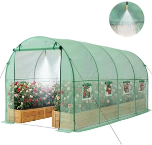 VEVOR Walk-in Tunnel Greenhouse, 15 x 7 x 7 ft Hoop House Greenhouse Tunnel with Watering System, Plant Hot House with Steel Frame, PE Cover, Roll-Up Zipper Door and 8 Windows for Outdoors, Green VEVOR Walk-in Tunnel Greenhouse, 15 x 7 x 7 ft Hoop House Greenhouse Tunnel with Watering System, Plant Hot House with Steel Frame, PE Cover, Roll-Up Zipper Door and 8 Windows for Outdoors, Green