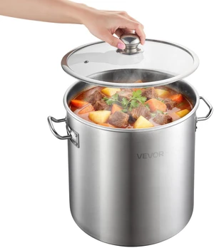 VEVOR Stainless Steel Stock Pot, 21-Quart Stainless Steel Stockpot with Glass Lid, PFOA-Free, PFAS-Free, Compatible with Gas Stoves, Induction Cooktops, Electric Stoves, for Soups, Stews, and Pasta VEVOR Stainless Steel Stock Pot, 21-Quart Stainless Steel Stockpot with Glass Lid, PFOA-Free, PFAS-Free, Compatible with Gas Stoves, Induction Cooktops, Electric Stoves, for Soups, Stews, and Pasta