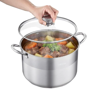 VEVOR Stainless Steel Stock Pot, 12-Quart Stainless Steel Stockpot with Glass Lid, PFOA-Free, PFAS-Free, Compatible with Gas Stoves, Induction Cooktops, Electric Stoves, for Soups, Stews, and Pasta VEVOR Stainless Steel Stock Pot, 12-Quart Stainless Steel Stockpot with Glass Lid, PFOA-Free, PFAS-Free, Compatible with Gas Stoves, Induction Cooktops, Electric Stoves, for Soups, Stews, and Pasta