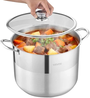 VEVOR Stainless Steel Stock Pot, 16-Quart Stainless Steel Stockpot with Glass Lid, PFOA-Free, PFAS-Free, Compatible with Gas Stoves, Induction Cooktops, Electric Stoves, for Soups, Stews, and Pasta VEVOR Stainless Steel Stock Pot, 16-Quart Stainless Steel Stockpot with Glass Lid, PFOA-Free, PFAS-Free, Compatible with Gas Stoves, Induction Cooktops, Electric Stoves, for Soups, Stews, and Pasta