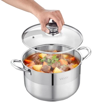 VEVOR Stainless Steel Stock Pot, 8-Quart Stainless Steel Stockpot with Glass Lid, PFOA-Free, PFAS-Free, Compatible with Gas Stoves, Induction Cooktops, Electric Stoves, for Soups, Stews, and Pasta VEVOR Stainless Steel Stock Pot, 8-Quart Stainless Steel Stockpot with Glass Lid, PFOA-Free, PFAS-Free, Compatible with Gas Stoves, Induction Cooktops, Electric Stoves, for Soups, Stews, and Pasta