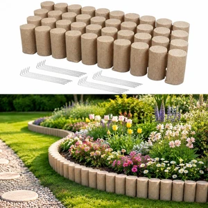 VEVOR Faux Wood Landscape Edging, 13.7 ft Kit, No Dig Garden Edging Border, Blocks for Lawn, Flower Beds, Pathways, Yards, 4 Pack Each Section Has 10 Logs 41.14"L x 3.74"W x 7.48"H, 32 Spikes, Beige VEVOR Faux Wood Landscape Edging, 13.7 ft Kit, No Dig Garden Edging Border, Blocks for Lawn, Flower Beds, Pathways, Yards, 4 Pack Each Section Has 10 Logs 41.14"L x 3.74"W x 7.48"H, 32 Spikes, Beige
