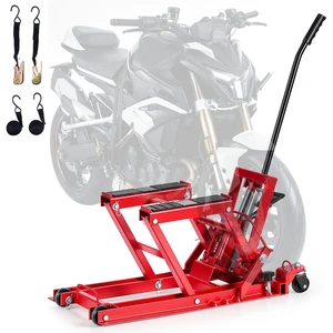 VEVOR Hydraulic Motorcycle Lift Jack, 1500 lbs Capacity, ATV Lift Jack Portable Motorcycle Hoist Stand with 4 Wheels, 4.5"-15.2" Height Range, Hydraulic Foot-Operated Hoist Stand for ATVs, Dirt Bikes VEVOR Hydraulic Motorcycle Lift Jack, 1500 lbs Capacity, ATV Lift Jack Portable Motorcycle Hoist Stand with 4 Wheels, 4.5"-15.2" Height Range, Hydraulic Foot-Operated Hoist Stand for ATVs, Dirt Bikes