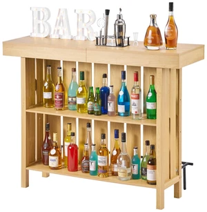 VEVOR Home Bar Unit, Wine Bar Cabinet Table 3-Tier with Storage Shelves, Opener Storage Box & Adjustable Foot Pads, Black Footrest, Wood & Metal Liquor Cabinet for Home, Basement, Kitchen, Living Room VEVOR Home Bar Unit, Wine Bar Cabinet Table 3-Tier with Storage Shelves, Opener Storage Box & Adjustable Foot Pads, Black Footrest, Wood & Metal Liquor Cabinet for Home, Basement, Kitchen, Living Room