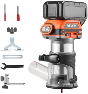VEVOR Cordless Wood Router, 18V Brushless, Compact Variable Speed Palm Router with Fixed Base, 1/4-Inch Collet, Edge Trimmer Tool for Woodworking, Compatible with Makita 18V Batteries (No Battery) VEVOR Cordless Wood Router, 18V Brushless, Compact Variable Speed Palm Router with Fixed Base, 1/4-Inch Collet, Edge Trimmer Tool for Woodworking, Compatible with Makita 18V Batteries (No Battery)