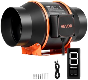VEVOR Inline Duct Fan, 402 CFM 6 inch EC Motor Ventilation Fan with 3-Speed Circulation, 10-Speed PWM Controller, Timer-Controlled Operation, Cooling for Grow Tents, Indoor Gardening, Hydroponics VEVOR Inline Duct Fan, 402 CFM 6 inch EC Motor Ventilation Fan with 3-Speed Circulation, 10-Speed PWM Controller, Timer-Controlled Operation, Cooling for Grow Tents, Indoor Gardening, Hydroponics