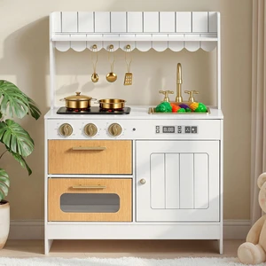 VEVOR Play Kitchen for Kids, Wooden, Kids Kitchen Playset with Real Lights & Sounds, Food & Cookware Accessories, Pretend Play Toy Set, Sink, Oven, Stove, Cabinet, for Toddlers, Girls & Boys Ages 3-8 VEVOR Play Kitchen for Kids, Wooden, Kids Kitchen Playset with Real Lights & Sounds, Food & Cookware Accessories, Pretend Play Toy Set, Sink, Oven, Stove, Cabinet, for Toddlers, Girls & Boys Ages 3-8