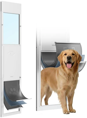 VEVOR Dog Door for Sliding Glass Door, 75 7/8" to 80 11/16" Adjustable Height, Aluminum Alloy Frame with 3-Layer Flap and Rotating Hinge, for Extra Large-Sized Dogs, Sliding Glass Pet Doors for Renter VEVOR Dog Door for Sliding Glass Door, 75 7/8" to 80 11/16" Adjustable Height, Aluminum Alloy Frame with 3-Layer Flap and Rotating Hinge, for Extra Large-Sized Dogs, Sliding Glass Pet Doors for Renter