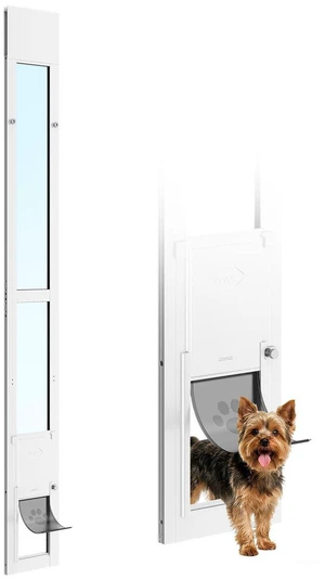 VEVOR Dog Door for Sliding Glass Door, 75 7/8" to 80 11/16" Adjustable Height, Aluminum Alloy Frame with Flap and Rotating Hinge, Lock Design, for Small-Sized Dogs, Sliding Glass Pet Doors for Renters VEVOR Dog Door for Sliding Glass Door, 75 7/8" to 80 11/16" Adjustable Height, Aluminum Alloy Frame with Flap and Rotating Hinge, Lock Design, for Small-Sized Dogs, Sliding Glass Pet Doors for Renters
