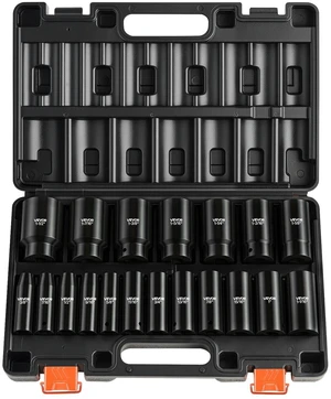 VEVOR Impact Socket Set, 1/2" 19 Piece Impact Sockets, Deep Socket, 6-Point Sockets, 1/2" Drive Set 3/8" to 1-1/2", Cr-V Rugged Construction, Easy to Identify, with a Sturdy Storage Case, for Vehicles VEVOR Impact Socket Set, 1/2" 19 Piece Impact Sockets, Deep Socket, 6-Point Sockets, 1/2" Drive Set 3/8" to 1-1/2", Cr-V Rugged Construction, Easy to Identify, with a Sturdy Storage Case, for Vehicles