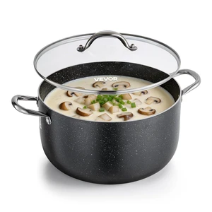 VEVOR Aluminum Stock Pot, 12-Quart Nonstick Ceramic Coated Pot with Glass Lid, PFOA-Free, PFAS-Free, Compatible with Gas Stoves, Induction Cooktops, Electric Stoves, for Soups, Stews, and Pasta VEVOR Aluminum Stock Pot, 12-Quart Nonstick Ceramic Coated Pot with Glass Lid, PFOA-Free, PFAS-Free, Compatible with Gas Stoves, Induction Cooktops, Electric Stoves, for Soups, Stews, and Pasta