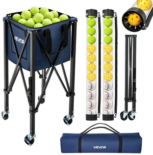 VEVOR 2-in-1 Tennis & Pickleball Hopper, with Pickup Tube, Foldable Pickleball Basket Cart with with Wheels, Holds 150 Tennis Balls or 260 Pickleballs, Portable Pickleball Caddy Holder, for Training VEVOR 2-in-1 Tennis & Pickleball Hopper, with Pickup Tube, Foldable Pickleball Basket Cart with with Wheels, Holds 150 Tennis Balls or 260 Pickleballs, Portable Pickleball Caddy Holder, for Training