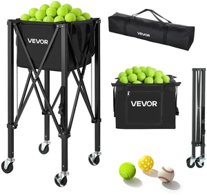 VEVOR Tennis Ball Hopper, Holds 120 Tennis Balls, Foldable Pickleball Basket Cart with Wheels for Easy Pick Up, Lightweight Aluminum Alloy, Portable Pickleball Caddy with Storage Bag, for Training VEVOR Tennis Ball Hopper, Holds 120 Tennis Balls, Foldable Pickleball Basket Cart with Wheels for Easy Pick Up, Lightweight Aluminum Alloy, Portable Pickleball Caddy with Storage Bag, for Training