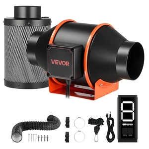VEVOR Inline Duct Fan Kit with Carbon Filter, 205 CFM 4 inch EC Motor Ventilation Fan with 3-Speed Circulation, 10-Speed PWM Controller, Timer, Cooling for Grow Tents, Indoor Gardening, Hydroponics VEVOR Inline Duct Fan Kit with Carbon Filter, 205 CFM 4 inch EC Motor Ventilation Fan with 3-Speed Circulation, 10-Speed PWM Controller, Timer, Cooling for Grow Tents, Indoor Gardening, Hydroponics