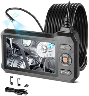 VEVOR Triple Lens Endoscope with Light, 5" HD IPS Screen Industrial Borescope, 1280 x 720 Lens, 8 + 2 LEDs, 8X Zoom, IP67 Waterproof Inspection Snake Camera for Auto, Plumbing (16.4FT Rigid Cable) VEVOR Triple Lens Endoscope with Light, 5" HD IPS Screen Industrial Borescope, 1280 x 720 Lens, 8 + 2 LEDs, 8X Zoom, IP67 Waterproof Inspection Snake Camera for Auto, Plumbing (16.4FT Rigid Cable)