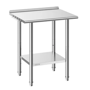 VEVOR Stainless Steel Work Table, 24x30 Inch Food Prep Table with Backsplash, Commercial Kitchen Workstation with Adjustable Undershelf, Metal Heavy Duty Utility Worktable, for Restaurant Home Outdoor VEVOR Stainless Steel Work Table, 24x30 Inch Food Prep Table with Backsplash, Commercial Kitchen Workstation with Adjustable Undershelf, Metal Heavy Duty Utility Worktable, for Restaurant Home Outdoor
