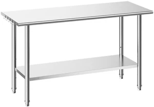 VEVOR Stainless Steel Work Table, 24x48 Inch Food Prep Table, Commercial Kitchen Workstation with Adjustable Undershelf, Metal Heavy Duty Utility Worktable, for Restaurant Home Hotel Garage Outdoor VEVOR Stainless Steel Work Table, 24x48 Inch Food Prep Table, Commercial Kitchen Workstation with Adjustable Undershelf, Metal Heavy Duty Utility Worktable, for Restaurant Home Hotel Garage Outdoor