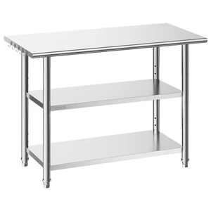 VEVOR Stainless Steel Work Table, 24x48 Inch Food Prep Table with 2 Shelves, Commercial Kitchen Workstation, Metal Heavy Duty Utility Worktable, for Restaurant Home Hotel Garage Outdoor VEVOR Stainless Steel Work Table, 24x48 Inch Food Prep Table with 2 Shelves, Commercial Kitchen Workstation, Metal Heavy Duty Utility Worktable, for Restaurant Home Hotel Garage Outdoor