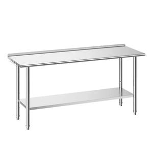 VEVOR Stainless Steel Work Table, 24x72 Inch Food Prep Table with Backsplash, Commercial Kitchen Workstation with Adjustable Undershelf, Metal Heavy Duty Utility Worktable, for Restaurant Home Outdoor VEVOR Stainless Steel Work Table, 24x72 Inch Food Prep Table with Backsplash, Commercial Kitchen Workstation with Adjustable Undershelf, Metal Heavy Duty Utility Worktable, for Restaurant Home Outdoor