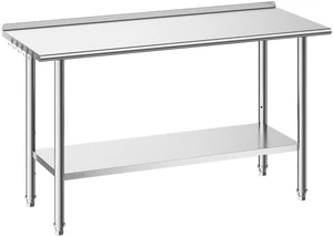 VEVOR Stainless Steel Work Table, 24x60 Inch Food Prep Table with Backsplash, Commercial Kitchen Workstation with Adjustable Undershelf, Metal Heavy Duty Utility Worktable, for Restaurant Home Outdoor VEVOR Stainless Steel Work Table, 24x60 Inch Food Prep Table with Backsplash, Commercial Kitchen Workstation with Adjustable Undershelf, Metal Heavy Duty Utility Worktable, for Restaurant Home Outdoor