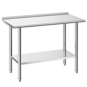 VEVOR Stainless Steel Work Table, 24x48 Inch Food Prep Table with Backsplash, Commercial Kitchen Workstation with Adjustable Undershelf, Metal Heavy Duty Utility Worktable, for Restaurant Home Outdoor VEVOR Stainless Steel Work Table, 24x48 Inch Food Prep Table with Backsplash, Commercial Kitchen Workstation with Adjustable Undershelf, Metal Heavy Duty Utility Worktable, for Restaurant Home Outdoor