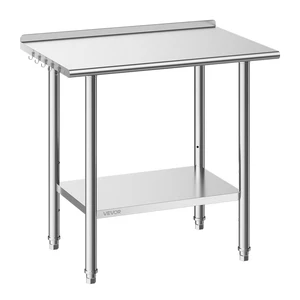 VEVOR Stainless Steel Work Table, 24x36 Inch Food Prep Table with Backsplash, Commercial Kitchen Workstation with Adjustable Undershelf, Metal Heavy Duty Utility Worktable, for Restaurant Home Outdoor VEVOR Stainless Steel Work Table, 24x36 Inch Food Prep Table with Backsplash, Commercial Kitchen Workstation with Adjustable Undershelf, Metal Heavy Duty Utility Worktable, for Restaurant Home Outdoor