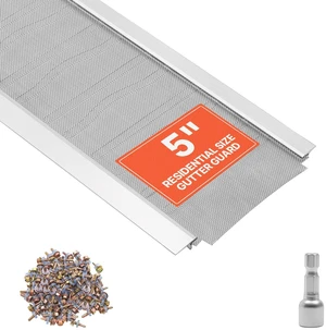 VEVOR Gutter Guard, 5 in Aluminum Gutter Cover with Stainless Steel Micro Mesh, Heavy-Duty 48ft Length, 0.04in Thick, Leaf Guard for Debris and Pine Needles, Easy DIY Install, Screws Included, 12 PCS VEVOR Gutter Guard, 5 in Aluminum Gutter Cover with Stainless Steel Micro Mesh, Heavy-Duty 48ft Length, 0.04in Thick, Leaf Guard for Debris and Pine Needles, Easy DIY Install, Screws Included, 12 PCS