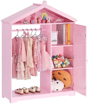 VEVOR Kids Dress Up Storage, with Mirror, Dress Up Closet, Kids Armoire Wardrobe Closet for Little Girls, Toddler Costume Organizer, Pretend Princess Storage Dresser, for Bedroom, Girls Room, Pink VEVOR Kids Dress Up Storage, with Mirror, Dress Up Closet, Kids Armoire Wardrobe Closet for Little Girls, Toddler Costume Organizer, Pretend Princess Storage Dresser, for Bedroom, Girls Room, Pink