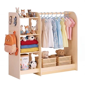 VEVOR Kids Dress Up Storage, with Mirror, Wooden Kids Dress Up Rack, Toddler Wardrobe Closet for Little Girls, Storage Armoire, Costume Organizer, Children Playroom Furniture, for Bedroom, Natural VEVOR Kids Dress Up Storage, with Mirror, Wooden Kids Dress Up Rack, Toddler Wardrobe Closet for Little Girls, Storage Armoire, Costume Organizer, Children Playroom Furniture, for Bedroom, Natural