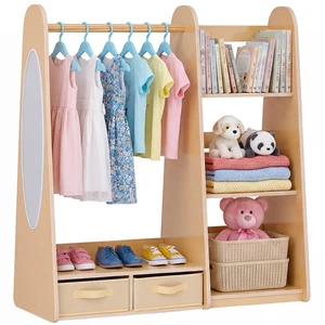 VEVOR Kids Dress Up Storage, with Mirror, Dress Up Closet, Toddler Wardrobe Closet for Little Girls, Armoire with Shelves & Bottom Tray, Costume Organizer, Toddler Room Furniture, for Bedroom, Natural VEVOR Kids Dress Up Storage, with Mirror, Dress Up Closet, Toddler Wardrobe Closet for Little Girls, Armoire with Shelves & Bottom Tray, Costume Organizer, Toddler Room Furniture, for Bedroom, Natural