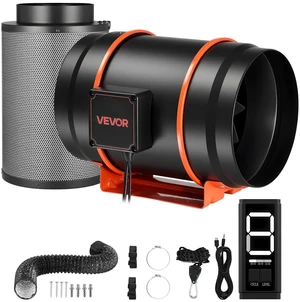 VEVOR Inline Duct Fan Kit with Carbon Filter, 807 CFM 8 inch EC Motor Ventilation Fan with 3-Speed Circulation, 10-Speed PWM Controller, Timer, Cooling for Grow Tents, Indoor Gardening, Hydroponics VEVOR Inline Duct Fan Kit with Carbon Filter, 807 CFM 8 inch EC Motor Ventilation Fan with 3-Speed Circulation, 10-Speed PWM Controller, Timer, Cooling for Grow Tents, Indoor Gardening, Hydroponics