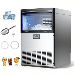 VEVOR Commercial Ice Maker Machine, 200 lbs/24h with 50 lbs Storage Capacity, Built-in/Freestanding/Under Counter, Stainless Steel Ice Maker with LED Display & Self-Cleaning, for Home Bar Restaurant VEVOR Commercial Ice Maker Machine, 200 lbs/24h with 50 lbs Storage Capacity, Built-in/Freestanding/Under Counter, Stainless Steel Ice Maker with LED Display & Self-Cleaning, for Home Bar Restaurant