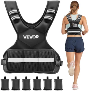 VEVOR Adjustable Weighted Vest, 4-10 lbs Comfortable X-Shape Body Weight Vest Set with 6 Weight Packs and Reflective Stripe, for Men Women, Workout Equipment for Strength Training Running Jogging VEVOR Adjustable Weighted Vest, 4-10 lbs Comfortable X-Shape Body Weight Vest Set with 6 Weight Packs and Reflective Stripe, for Men Women, Workout Equipment for Strength Training Running Jogging