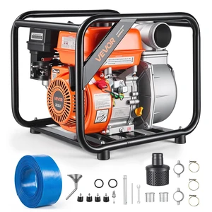 VEVOR Gas Powered Water Pump, 3 in, 264 GPM 7HP Semi Trash Water Transfer Pump Portable, Gasoline Engine with 25 ft Discharge Hose, Heavy Duty Frame, Cast Iron Impeller, for Irrigation, Ponds, Pools VEVOR Gas Powered Water Pump, 3 in, 264 GPM 7HP Semi Trash Water Transfer Pump Portable, Gasoline Engine with 25 ft Discharge Hose, Heavy Duty Frame, Cast Iron Impeller, for Irrigation, Ponds, Pools