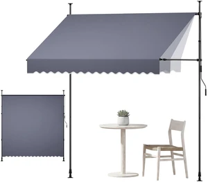 VEVOR Manual Retractable Awning, 98" Outdoor Retractable Patio Awning Sunshade Shelter, Height Adjustable Patio Door Window Canopy with Manual Crank Handle for Backyard, Garden, Balcony, Dark Gray VEVOR Manual Retractable Awning, 98" Outdoor Retractable Patio Awning Sunshade Shelter, Height Adjustable Patio Door Window Canopy with Manual Crank Handle for Backyard, Garden, Balcony, Dark Gray