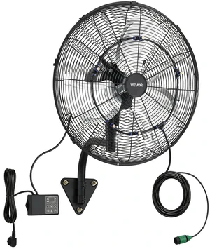 VEVOR Wall Mount Fan, 20 in Wall Mounted Hanging Fan with Oscillating & Mist, Remote, IP44-rated, 3-Speed, 18h Timer, Temperature Control, Powerful for Industry, Commercial, Garage, Workshop, Gym VEVOR Wall Mount Fan, 20 in Wall Mounted Hanging Fan with Oscillating & Mist, Remote, IP44-rated, 3-Speed, 18h Timer, Temperature Control, Powerful for Industry, Commercial, Garage, Workshop, Gym