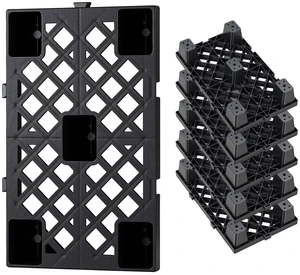 VEVOR Plastic Pallets, 6 Pcs Plastic Pallets for Basement Storage, Nestable Lightweight Waterproof Storage Pad with Breathable Grid for Indoor Outdoor Supermarket Warehouse, 19.7" x 12" x 3.9", Black VEVOR Plastic Pallets, 6 Pcs Plastic Pallets for Basement Storage, Nestable Lightweight Waterproof Storage Pad with Breathable Grid for Indoor Outdoor Supermarket Warehouse, 19.7" x 12" x 3.9", Black