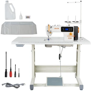 VEVOR Industrial Sewing Machine, 550W Lockstitch Sewing Machine Set with Servo Motor and Table Stand, 5000 SPM High Speed, Metal Frame, LCD Panel, LED Light, for Cotton, Wool, Denim, Leather, Can VEVOR Industrial Sewing Machine, 550W Lockstitch Sewing Machine Set with Servo Motor and Table Stand, 5000 SPM High Speed, Metal Frame, LCD Panel, LED Light, for Cotton, Wool, Denim, Leather, Can