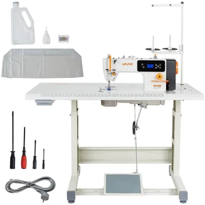 VEVOR Industrial Sewing Machine, 550W Lockstitch Sewing Machine Set with Servo Motor and Table Stand, Auto Thread Trimmer, 5000 SPM High Speed, Metal Frame, LCD Panel, LED Light, for Cotton, Deni VEVOR Industrial Sewing Machine, 550W Lockstitch Sewing Machine Set with Servo Motor and Table Stand, Auto Thread Trimmer, 5000 SPM High Speed, Metal Frame, LCD Panel, LED Light, for Cotton, Deni