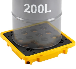 VEVOR Spill Containment Pallet, 1 Drum Low Profile Spill Containment Modular Platform, 11.4 Gallon Sump, 1543 lbs Load Capacity, Heavy-Duty Polyethylene Tray with Drain, 26.4" x 26.6" x 5.9", Yellow VEVOR Spill Containment Pallet, 1 Drum Low Profile Spill Containment Modular Platform, 11.4 Gallon Sump, 1543 lbs Load Capacity, Heavy-Duty Polyethylene Tray with Drain, 26.4" x 26.6" x 5.9", Yellow
