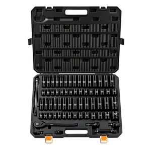 VEVOR Impact Socket Set, 1/2" Drive, 65-Piece Socket Set, 6 Point Sockets, SAE 3/8" to 1-1/4" and Metric 10-24 mm, Easy to Identify, with a Sturdy Storage Case, Cr-V Alloy Steel for Vehicles Repair VEVOR Impact Socket Set, 1/2" Drive, 65-Piece Socket Set, 6 Point Sockets, SAE 3/8" to 1-1/4" and Metric 10-24 mm, Easy to Identify, with a Sturdy Storage Case, Cr-V Alloy Steel for Vehicles Repair