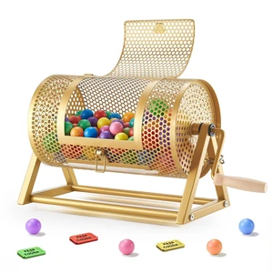 VEVOR Raffle Ticket Spinner, 11.6" x 6.6" Holds 2500 Tickets or 100 Ping Pong Balls, Raffle Drum Lottery Spinning Cage with Reinforced Handle, Stable Triangular Stand, for Events and Gatherings, Gold VEVOR Raffle Ticket Spinner, 11.6" x 6.6" Holds 2500 Tickets or 100 Ping Pong Balls, Raffle Drum Lottery Spinning Cage with Reinforced Handle, Stable Triangular Stand, for Events and Gatherings, Gold